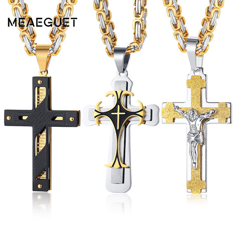 Croix Crucifixo collier hommes acier inoxydable 24 