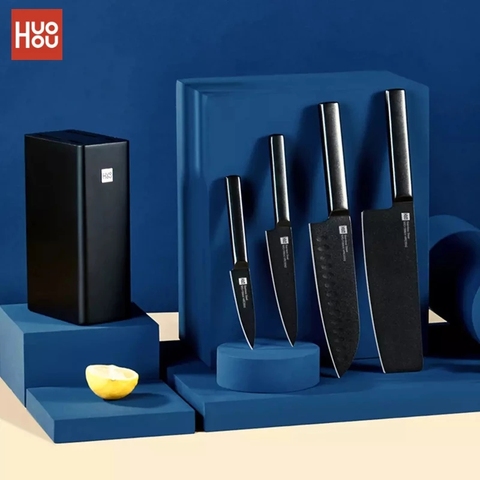 2022 hot Huohou couteau antiadhésif tout usage en acier inoxydable couteau de cuisine tranchage Chef haché os 5 pièces/ensemble pour xiaomi Mi Mijia ► Photo 1/6