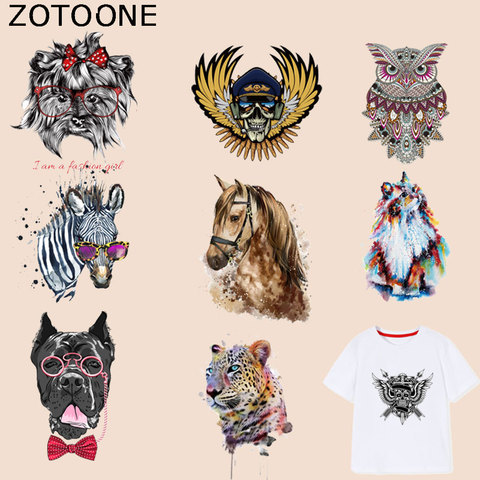 ZOTOONE-Patch autocollant autocollant pour vêtements T-shirt, hibou, zèbre, chien chat, transfert de chaleur, accessoires à créer soi-même applications ► Photo 1/6