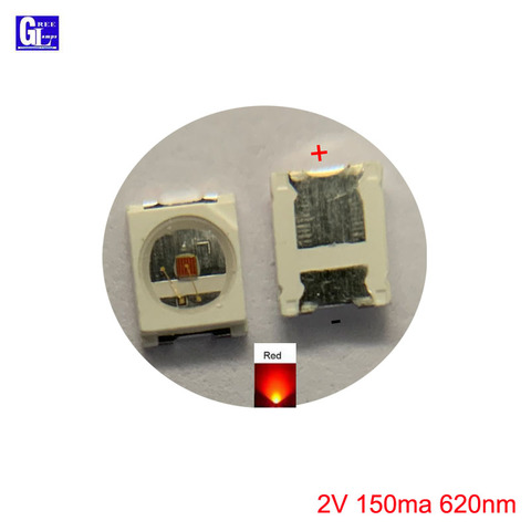 Puce LED SMD 100 rouge 2V 2835 ma 18-20lm, dispositif monté en Surface SMT, perle, lampe Diode électroluminescente, composant électronique, pièces ► Photo 1/2