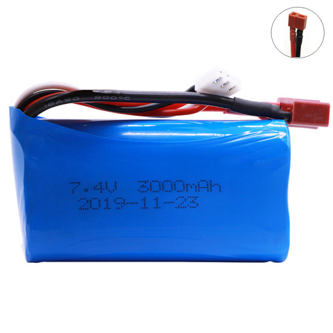 7.4V 3000mah lipo batterie 18650 2S T Plug pour Q46 Wltoys 10428 /12428/12423 RC voiture accessoires de rechange 7.4V haute capacité batterie ► Photo 1/6