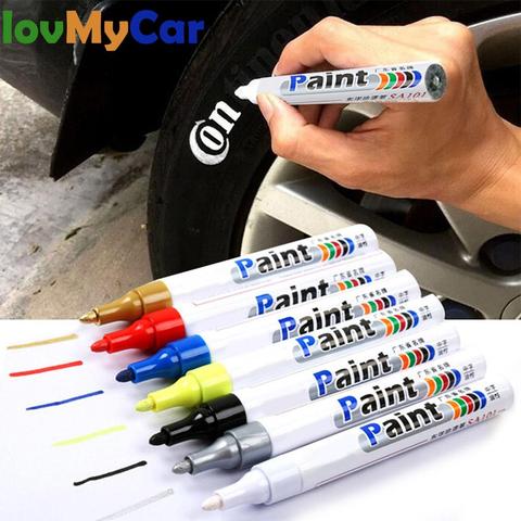 Blanc étanche pneu de roue de voiture marque huileuse stylo Auto caoutchouc pneu peinture stylo CD métal Permanent peinture marqueur Graffiti retoucher stylo ► Photo 1/6