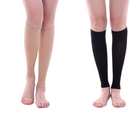 Chaussettes varices à bout ouvert, bas de Compression, taille genou, veines variqueuses, traitement façonnant, pression ► Photo 1/3