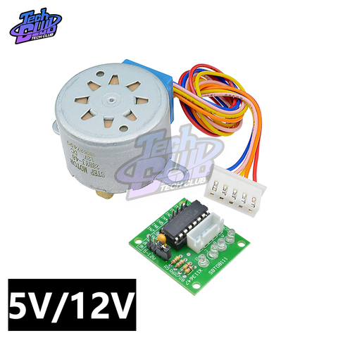 Moteur Stepper de réduction 28BYJ-48 5V 12V 4 phases cc | Moteur de commande + carte de pilote ULN2003 pour Kit d'arduino de bricolage ► Photo 1/6