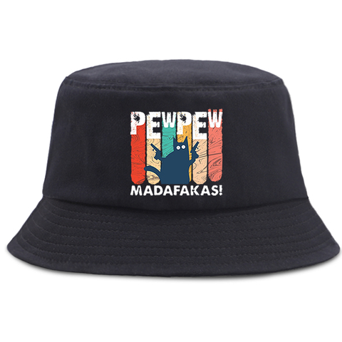 Pew Pew Madafakas – chapeau de soleil en forme de chat noir, Hip Hop, de pêcheur, unisexe, pour l'extérieur, été, Panama ► Photo 1/6