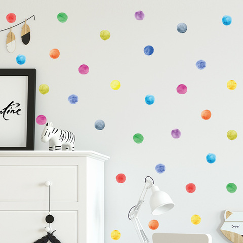 Points multicolores sticker mural salon enfants chambre de bébé chambre décorations murales pépinière art stickers maison dot autocollants sticker mural BRICOLAGE ► Photo 1/6