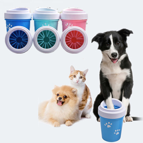 Chien patte nettoyant tasse Silicone souple pour chiens outil de lavage des pieds animal de compagnie pieds laveuse Portable chat sale patte nettoyage lavage bain brosse tasse ► Photo 1/1