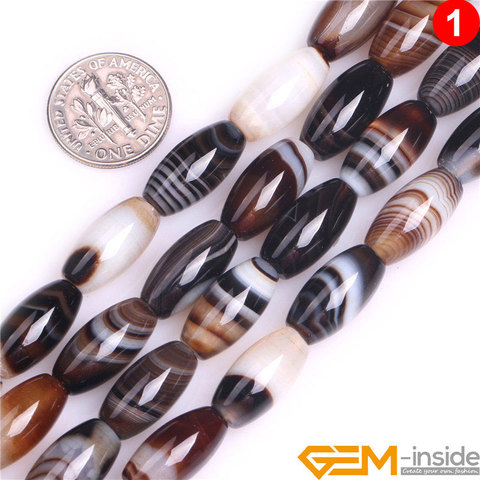 8x16mm Ovale Riz Botswana Agat e Perles Pierre Naturelle Perles DIY Perle Lâche Pour Bijoux MakingStrand 15 pouces En Gros ► Photo 1/6