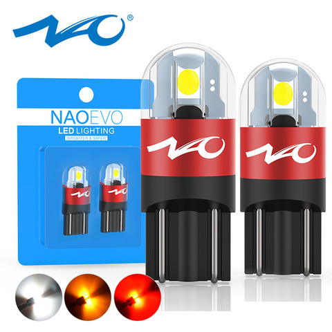 NAO-ampoules T10 LED W5W LED ampoules, 3030 SMD 168 194 5W5, accessoires de voiture, lampe de lecture, Auto 12V, 6000K, blanc, rouge ambre ► Photo 1/6