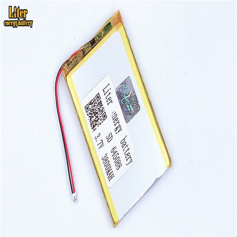 1.5MM 2pin connecteur 3.7V 645088 3800mah haute densité plat lipo lithium polymère batterie li ion batterie ► Photo 1/3