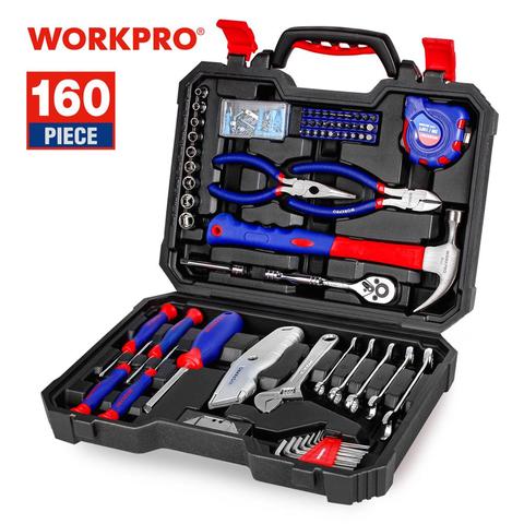 WORKPRO kit d'outils maison tournevis clé, ensemble d'outils à main pour un usage quotidien, kit d'outils, maison pince-couteau 160 pièces ► Photo 1/6