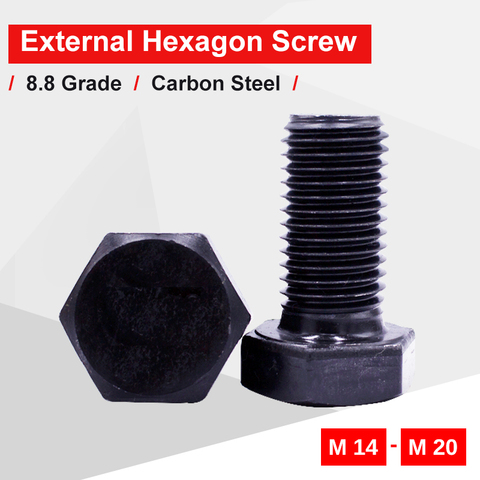 1 pièce boulon Hexagonal externe M14 M16 M18 M20 filetage complet demi-filetage vis noircissant acier au carbone Grade 8.8 pour machines ► Photo 1/6
