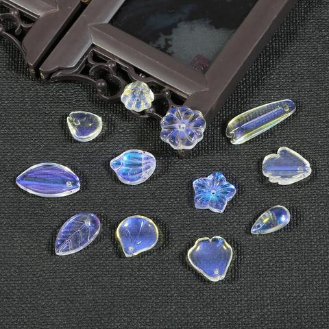 Perles en verre, 10 pièces, fleur/goutte/cœur/feuilles, pétales, AB Transparent, lisses, pour bricolage, fabrication de bijoux, colliers ► Photo 1/6