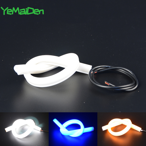 1 pièces étanche Guide DRL voiture décoratif Flexible lumière LED bande 30cm 45cm 60cm Auto LED feux de jour blanc rouge ► Photo 1/6