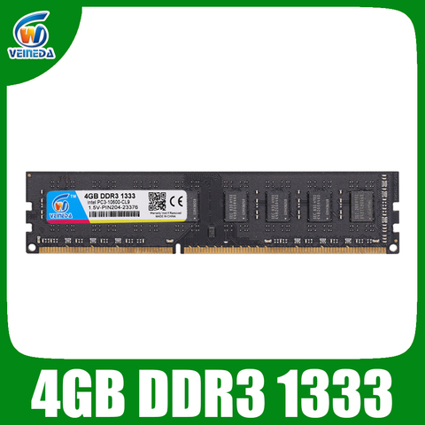 VEINEDA – barrette de ram DDR3 sodimm pour PC de bureau, module de mémoire vive, capacité 2 go 4 go 8 go, fréquence 1333 go, fréquence d'horloge PC3-10600R/12800R ► Photo 1/6