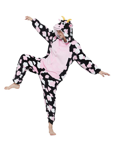 Ensemble pyjama Kigurumi pour adulte, vache, Onesies, mignon Animal, vêtements de nuit d'hiver, Costumes Anime, vêtements de nuit, pour enfants ► Photo 1/6