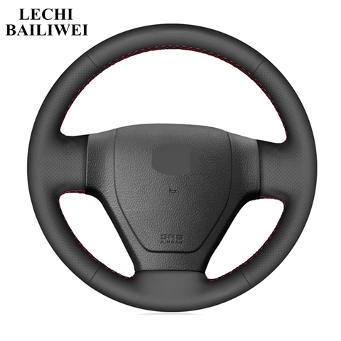 Couvre-volant de voiture en cuir artificiel | Noir, cousu à la main, pour Hyundai Getz 2002-2006 ► Photo 1/6