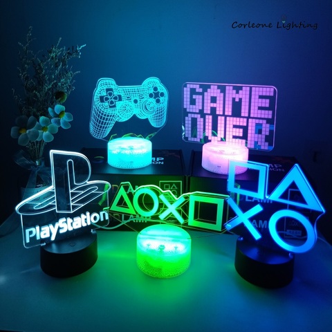 3D néon lampe de Table salle de jeu enfants chambre éclairage décor lampe de chevet dessin animé Logo capteur lumière pour enfants cadeau LED veilleuse ► Photo 1/6