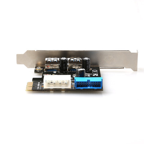 PCI-E – carte Express USB 3.0, 2 Ports, 1 USB 3.0, connecteur 20 broches, SATA 4 broches, câble de séparation ► Photo 1/4