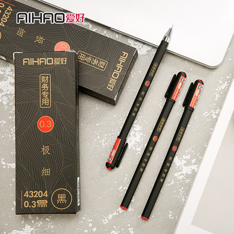 Stylos à Gel noirs 0.3mm, 3 pièces/lot, pointe Fine, aiguille, encre pour Signature de banque, fourniture d'écriture de croquis, Scrapbooking ► Photo 1/6