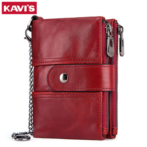 KAVIS – portefeuille Rfid 100% en cuir véritable pour femmes et hommes, porte-monnaie de styliste de qualité, petite carte ► Photo 1/6