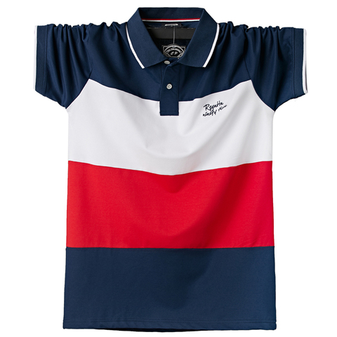 Polo Hommes Grand Manches Courtes Cool Top T-Shirts Coton Mâle Grand T-shirt D'été Mince Patchwork Polo Chemises De Grande Taille M-6XL ► Photo 1/6