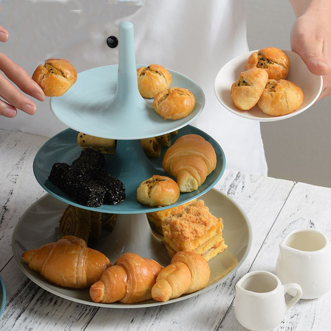 Assiette à fruits créative à trois niveaux, présentoir à gâteaux, cuisine salon, Dessert, légumes, étagère à fruits pour mariage et anniversaire ► Photo 1/6