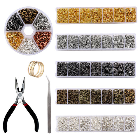 Un ensemble de résultats de bijoux ensemble d'outils anneaux de saut ouverts, pinces à bijoux, crochets de fermoirs de homard, pinces à bijoux fournitures de fabrication de bijoux ► Photo 1/6