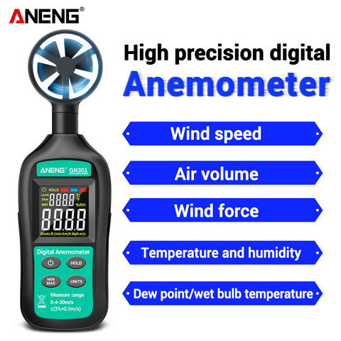 ANENG GN301 anémomètre numérique 0-30 m/s compteur de vitesse du vent-10 ~ 45C testeur de température Anemometro avec écran rétroéclairé LCD ► Photo 1/6