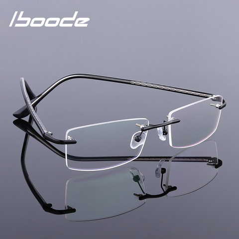 Iboode – lunettes ultra-légères sans bords, monture de lunettes, Vintage, classique, carré, titane, pour hommes, myopie optique ► Photo 1/6