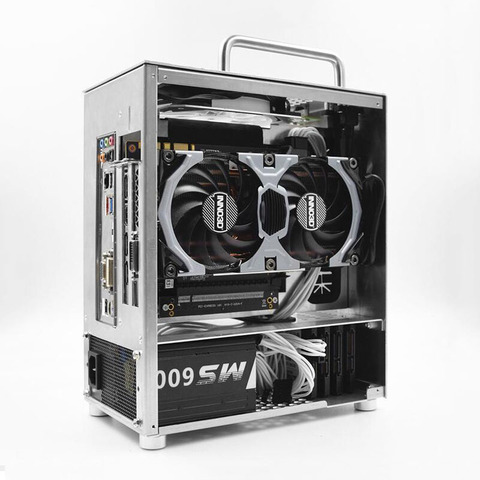 Boîtier de jeu PC ITX MINI châssis en aluminium coffre-fort armoire SFX alimentation pour GTX1660 2070 carte graphique ordinateur vide valise D ► Photo 1/6