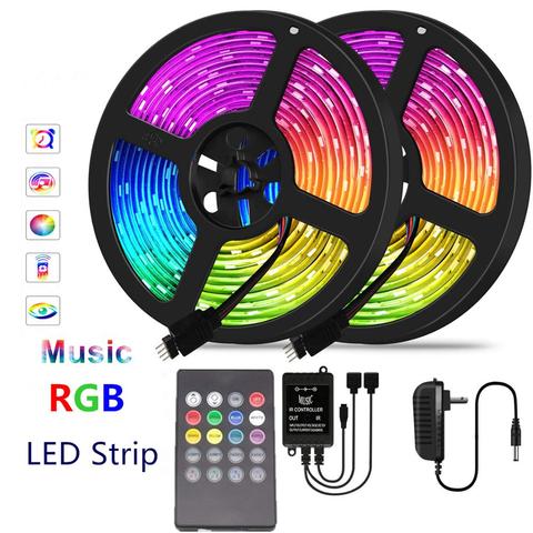 Bande lumineuse RGB LED 2835, 5M 10M 15M, ruban Diode étanche DC 12V IR, télécommande Wifi pour musique ► Photo 1/1