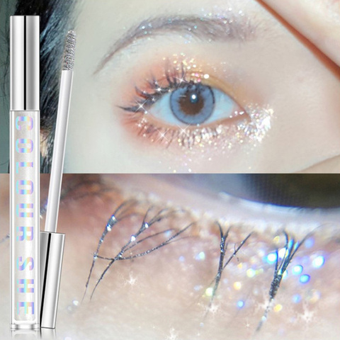 Mascara à breloques en diamant, effet brillant, résistant à l'eau, Extension de cils, maquillage, paillettes, séchage rapide, 1 pièce ► Photo 1/6