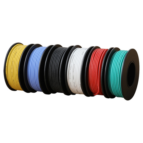 Rouleau de fil électrique en Silicone, 6-10m/rouleau, fil électrique Flexible en cuivre bricolage fil électronique échoué UL3132 24 AWG ► Photo 1/6