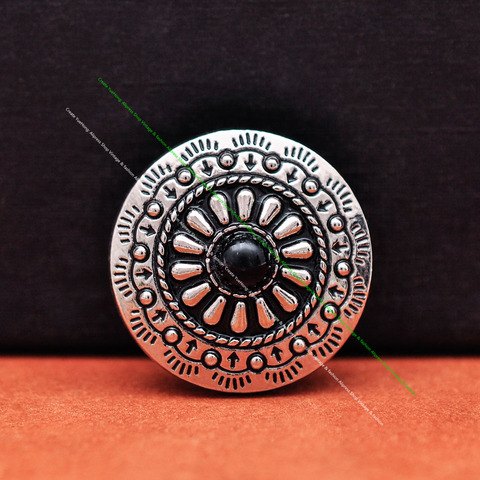 Perle Turquoise en argent Tribal sud-est 10 pièces, sac à bagages en cuir, vêtement couture bouton Concho ► Photo 1/6