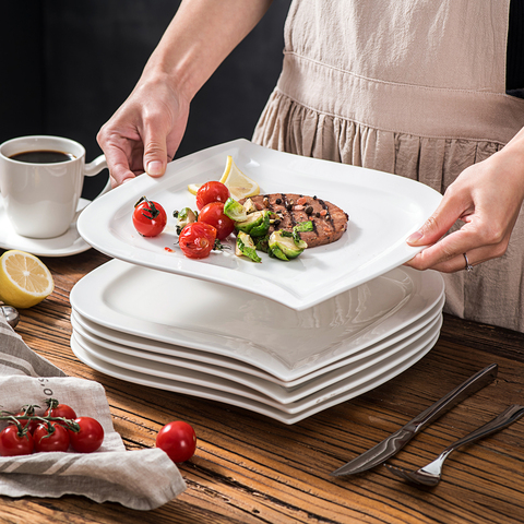 MALACASA – assiettes à dîner en porcelaine de chine, vaisselle blanche ivoire, en céramique, blanc crème, 10.75 pouces, 6 pièces ► Photo 1/6