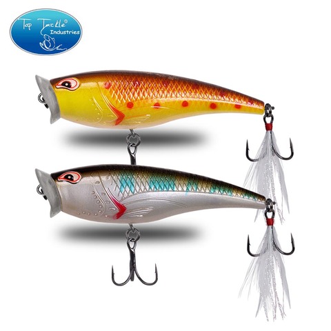 Leurre flottant popper rigide avec yeux 3D, appât artificiel idéal pour la pêche en surface, au brochet, 80mm, 12 ggo ► Photo 1/2