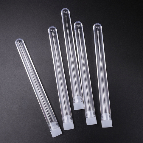 Tubes à essai en plastique Transparent avec capuchon, 10 pièces, fond rond, longs flacons transparents, échantillons, fournitures de laboratoire, 15x150mm ► Photo 1/6