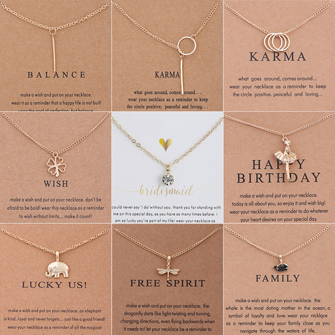 Nouveau alliage à la mode mignon élégant Simple Karma souhait briller chance libre pendentif colliers pour les femmes accessoires de mode bijoux livraison directe ► Photo 1/6