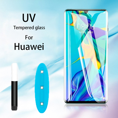 Film de verre trempé UV nano liquide pour huawei P30 pro P40 pro protecteur d'écran pour HUAWEI Mate 20 30 pro verre de protection UV ► Photo 1/6