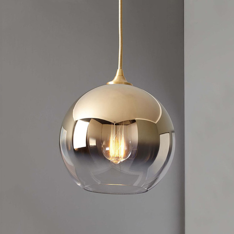 Lampe suspendue en forme de boule de verre au design nordique moderne, Luminaire décoratif d'intérieur, idéal pour une salle à manger, une chambre à coucher ou une cuisine, E27 ► Photo 1/6