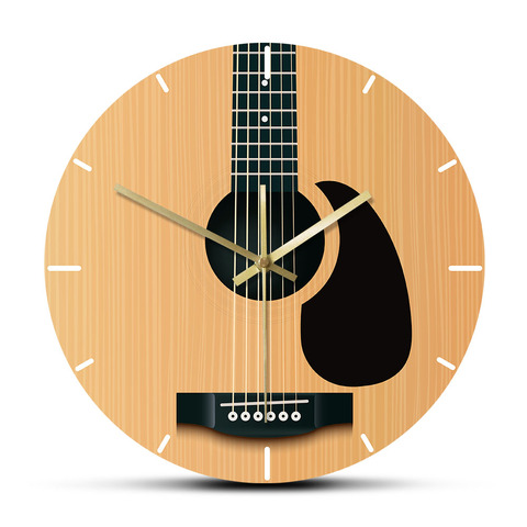 Guitare acoustique décorative, horloge murale, Instrument de musique, minimaliste, décoration de maison, montre murale silencieuse, Studio de musiciens, cadeau de guitare ► Photo 1/6