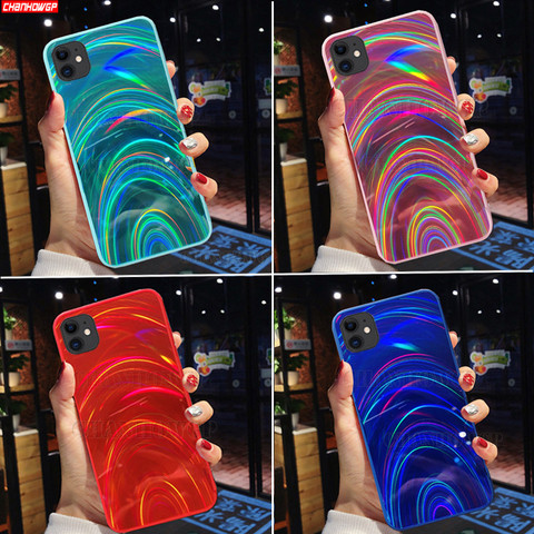 3D Arc-En-Ciel Paillettes étui pour iphone 11 Pro Max 2022 XS Max XR X XS Aurora Miroir Souple étui pour iphone 6 6S 7 8 Plus Couverture Laser ► Photo 1/6