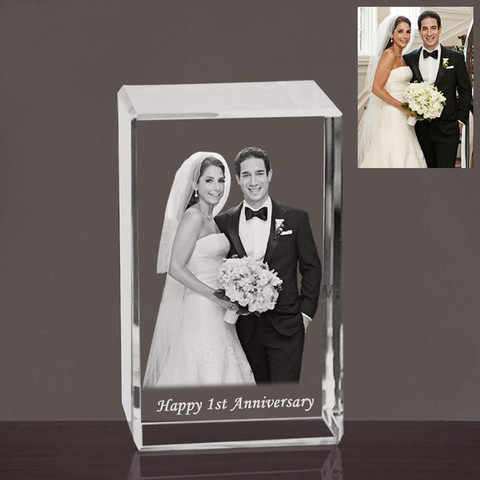 Cadre Photo personnalisé en forme de Cube 2D/3D, gravure Laser sur cristal, cadeaux pour mariage, anniversaire, amis ► Photo 1/6