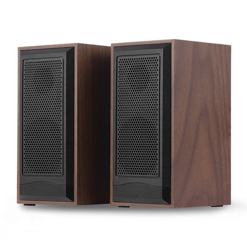 Haut-parleurs d'ordinateur en bois enceinte en bois enceinte de bureau USB alimenté Speake Surround haut-parleur d'ordinateur portable haut-parleur multimédia en bois ► Photo 1/6