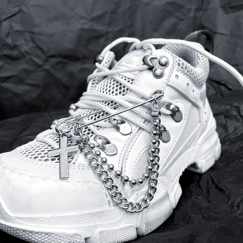 Ins Harajuku jean chaîne ceinture unisexe Cool broche chaussure pantalon chaîne mode croix pendentif chaîne accessoires décoration ► Photo 1/6