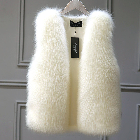 2022 nouveau hiver femme renard fourrure gilet manteau hiver chaud blanc noir gris fourrure gilet veste grande taille 2XL sans manches manteau ► Photo 1/6