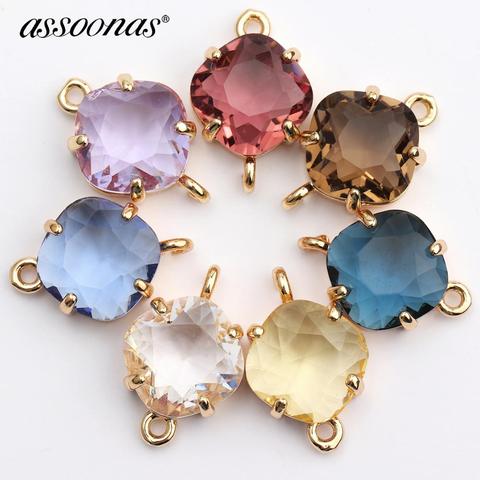 Assoonas-accessoires de bijouterie, boucles d'oreilles en verre, fait à la main, charme, boucles d'oreilles en métal, pendentif pour faire soi-même, 10 pièces/lot, M438 ► Photo 1/6