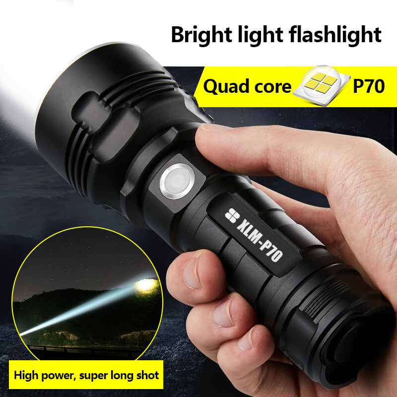 Lampe de poche P70 Tactique Lampe De Poche Quad-core Lumière Forte Lampe De Poche Rechargeable Ultra-lumineux à Longue portée Projecteur Led ► Photo 1/6