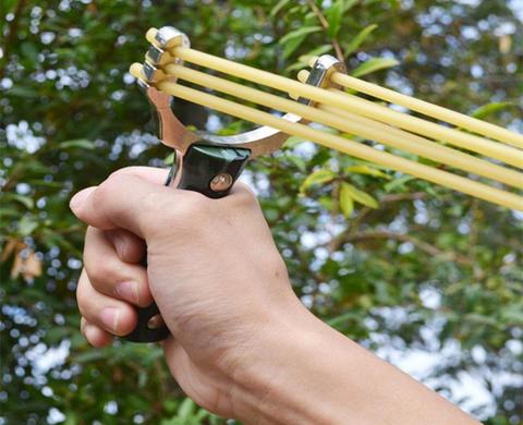 Haute qualité en alliage d'aluminium bois camouflage arc catapulte puissant fronde tir outils de plein air ► Photo 1/6